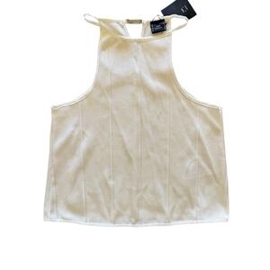 Zara White Sleeveless Top Buckle Neckline size S